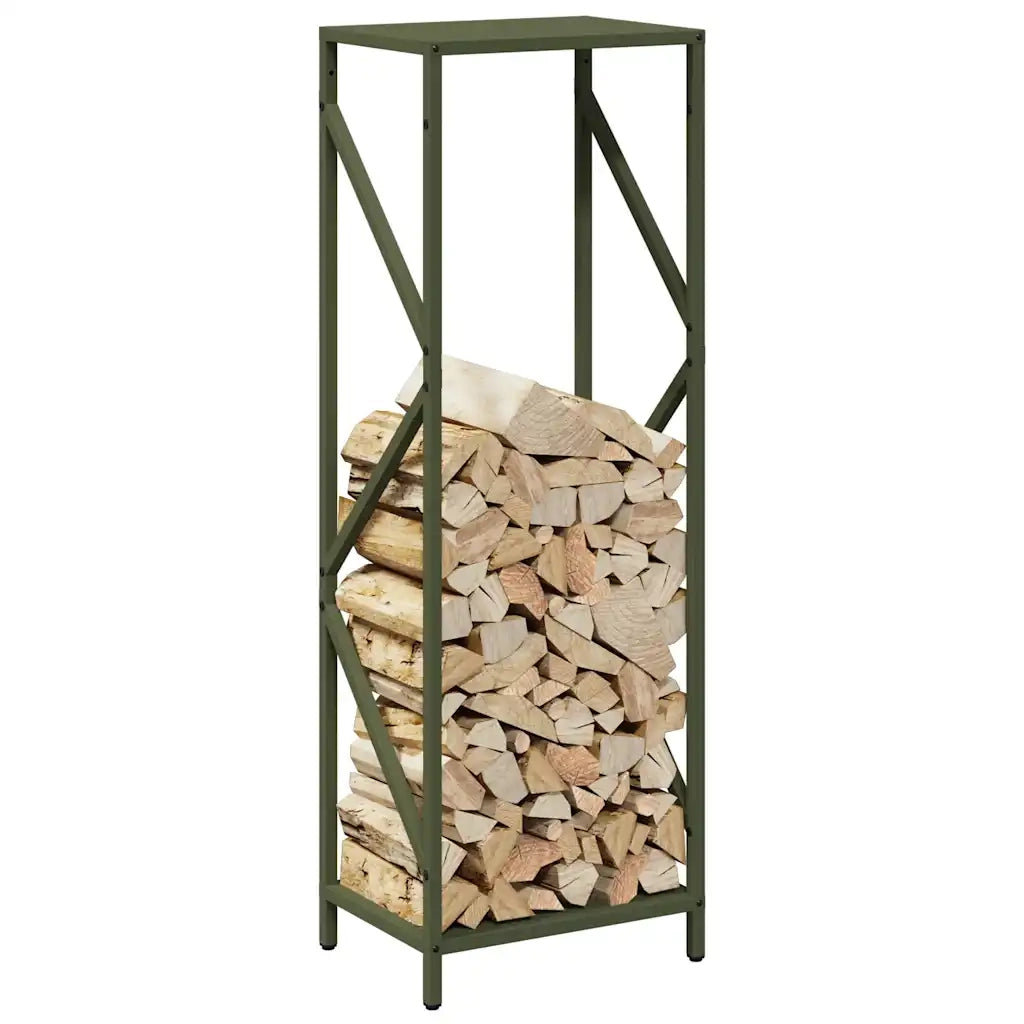 Rastrelliera per Legna da Ardere Verde Oliva 34x25x100 cm 864326