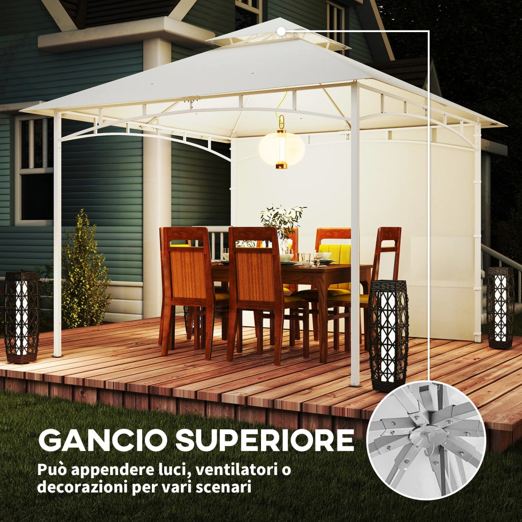 Gazebo da Giardino 3x3 m ¨C zephmum ¨C Metallo, Bianco Crema