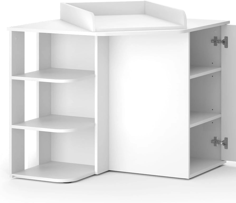 Fasciatoio Kristian, Bianco, 85 x 77.3 cm con porta e vani aperti, convertibile in una cassettiera tradizionale per un utilizzo versatile