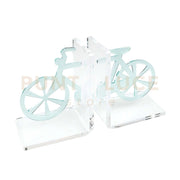 REGGILIBRO BICICLETTA  IN CRISTALLO ACRILICO TRASPARENTE E ACQUAMARINA