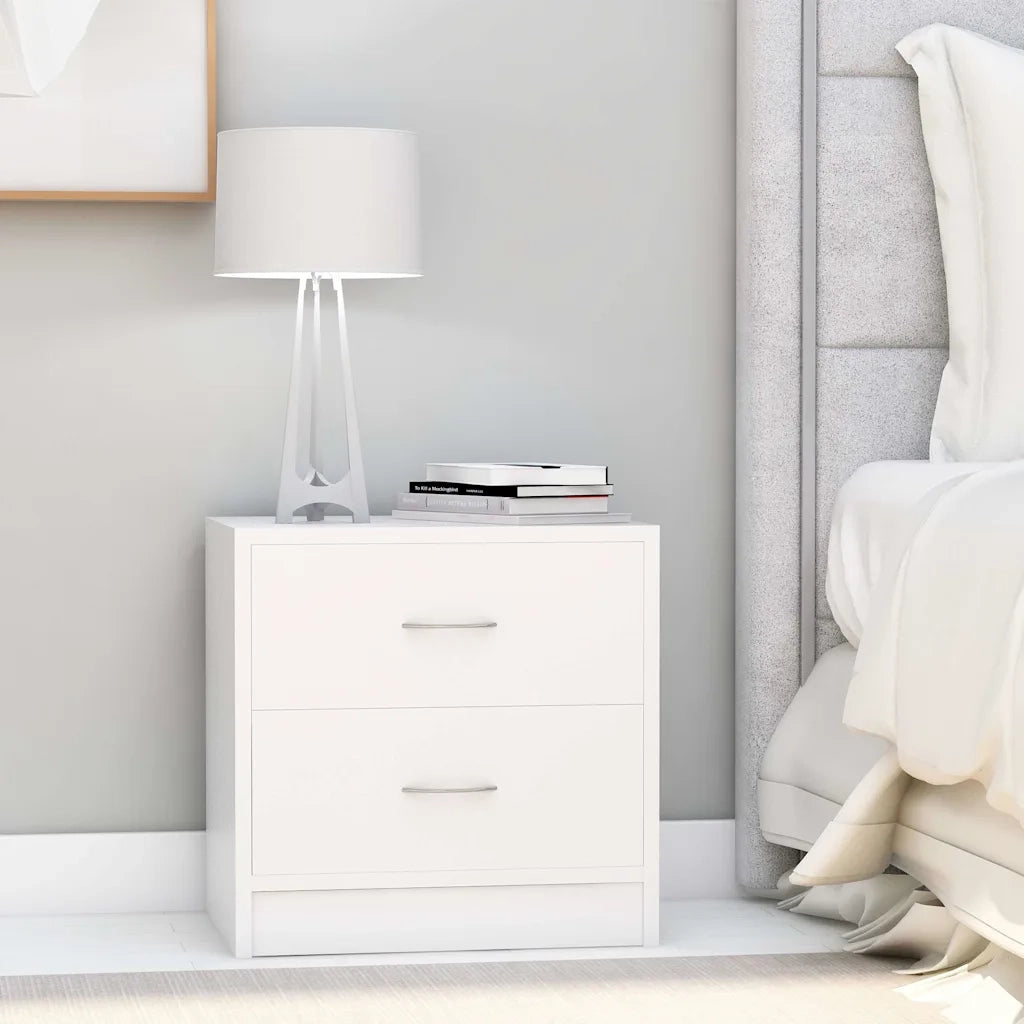 Comodini Bianchi 2 pz 40x30x40 cm in Legno Multistrato 801036