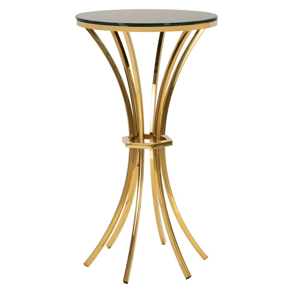 Datelosa, Tavolino da Salotto Forma Rotondo, 50x50x92h cm oro