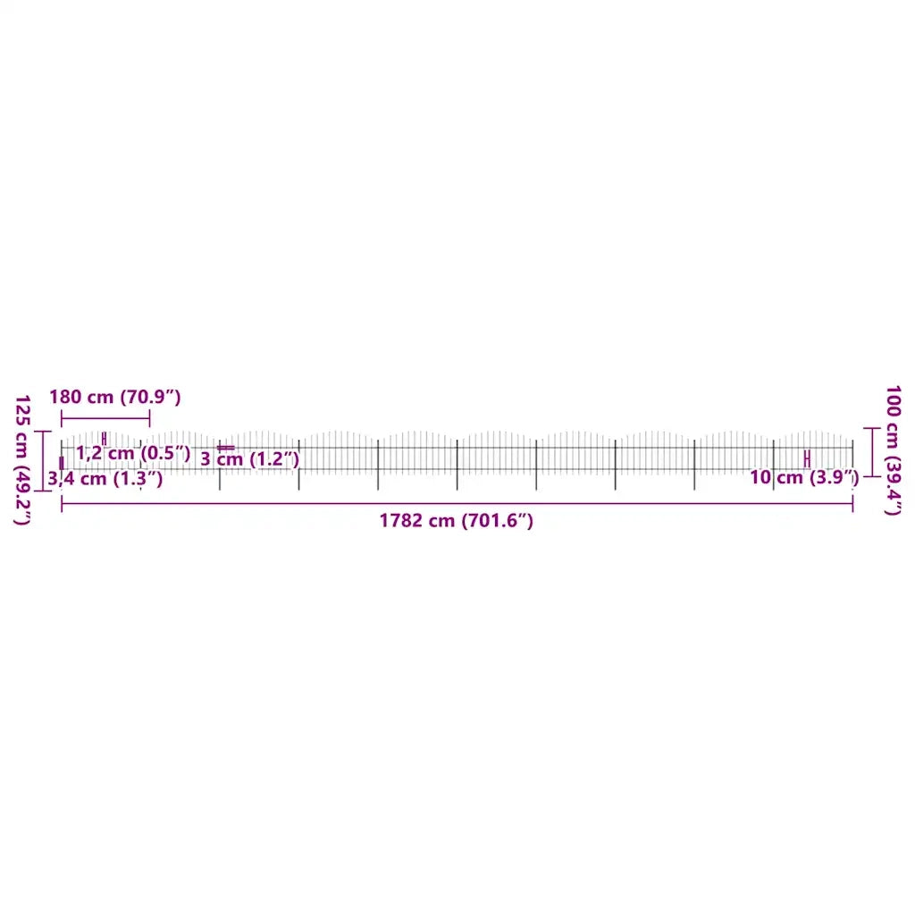 Recinzione Giardino Punta a Lancia (1-1,25)x17m Acciaio Nera cod mxl 22647