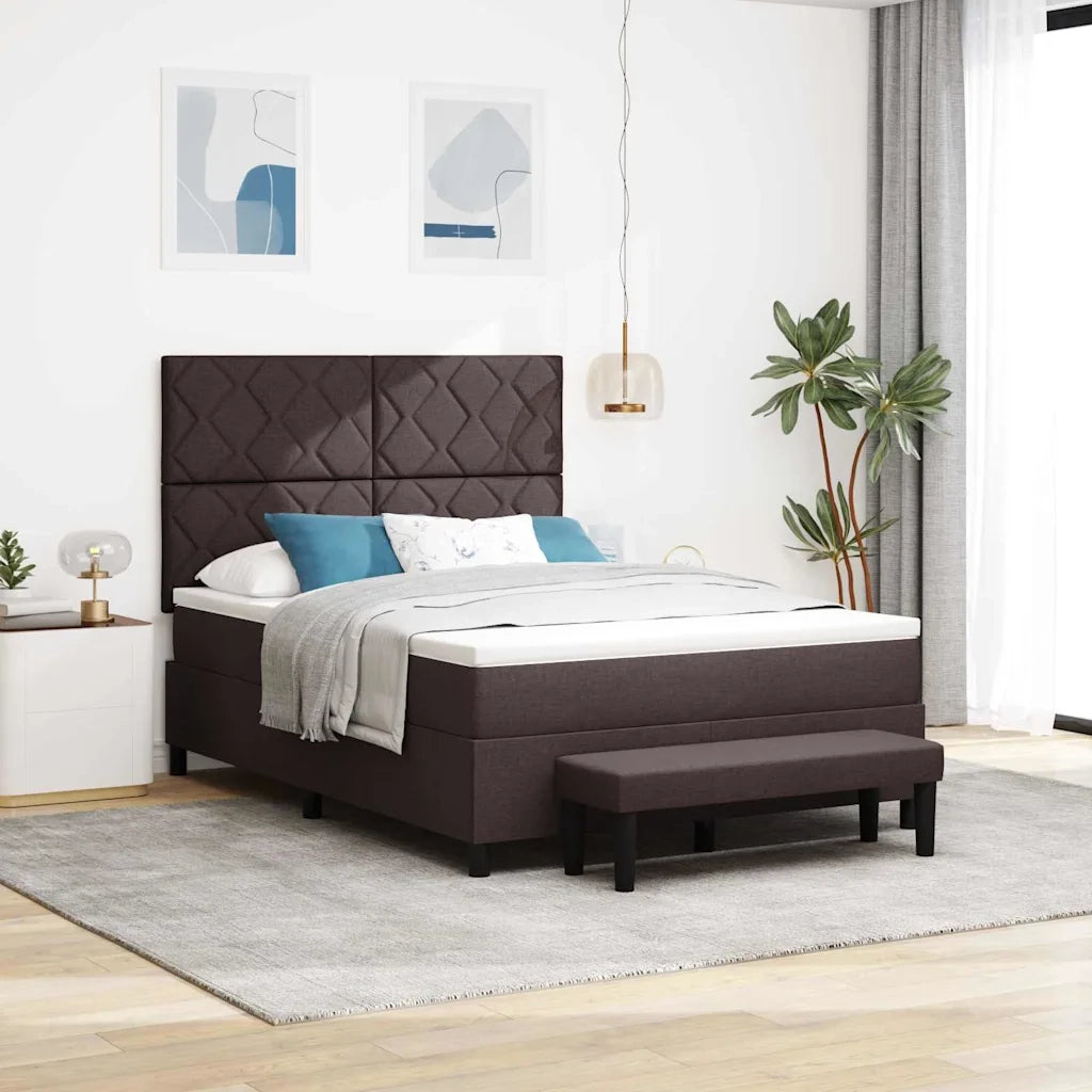 Letto a molle con materasso Marrone Scuro 160 x 200 cm Tessuto 3344159
