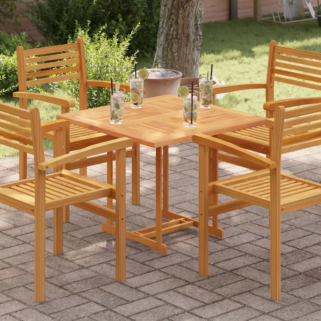Piano del Tavolo Legno Massello di Teak Quadrato 80x80x2,5 cm 48990