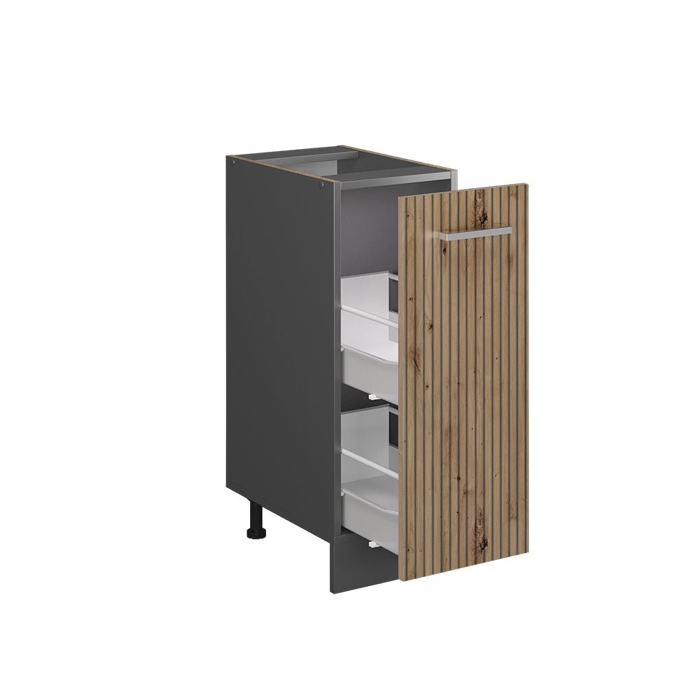 Armadio cucina dispensa alto R-Line Rovere artigianale/Antracite 30 cm PL Marmo Vicco