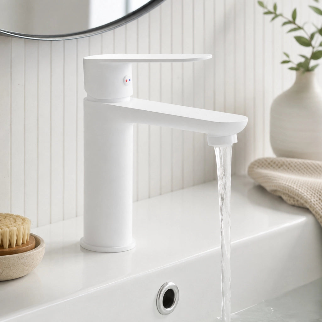 Miscelatore rubinetto lavabo oceania ottone bianco opaco con piletta *** confezione 1