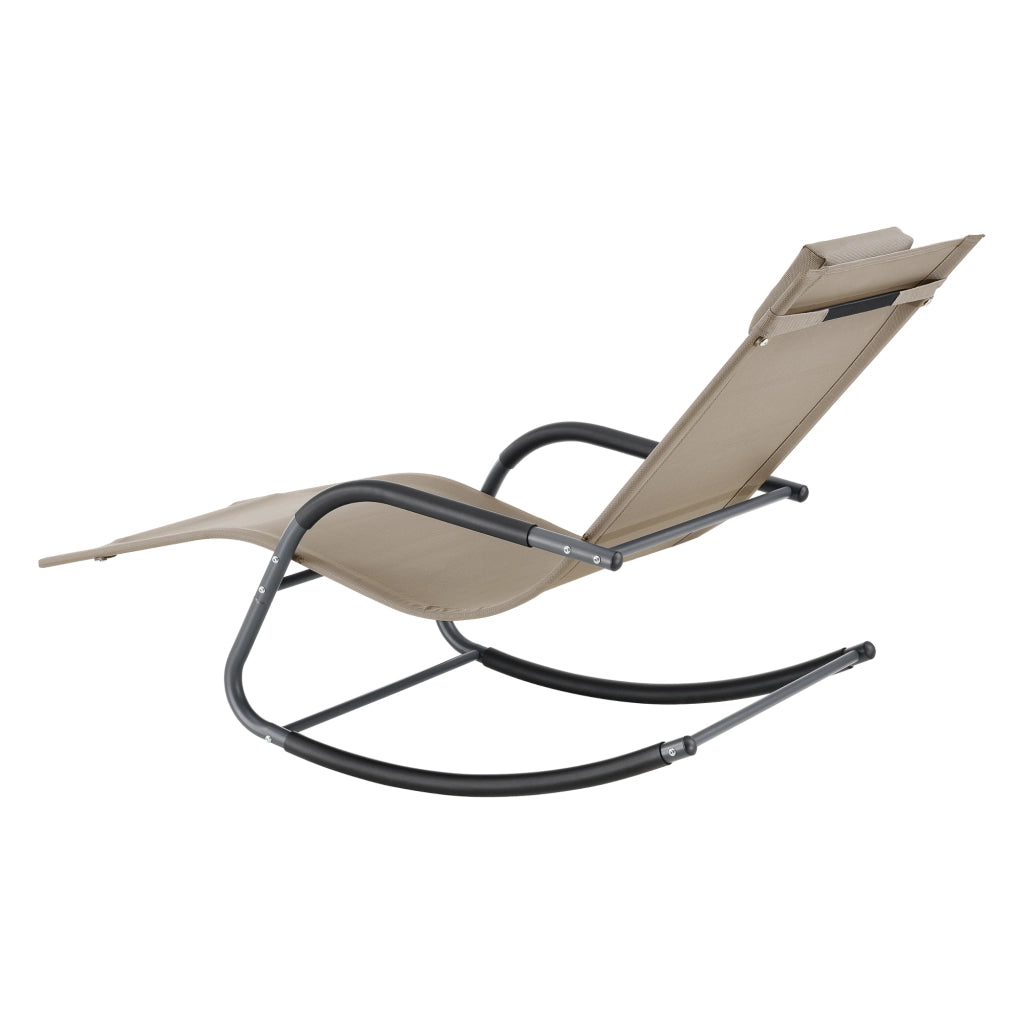 Set Caracena di 2 Sedie Sdraio a Dondolo da Giardino 147 x 63 x 89 cm - Beige [en.casa]
