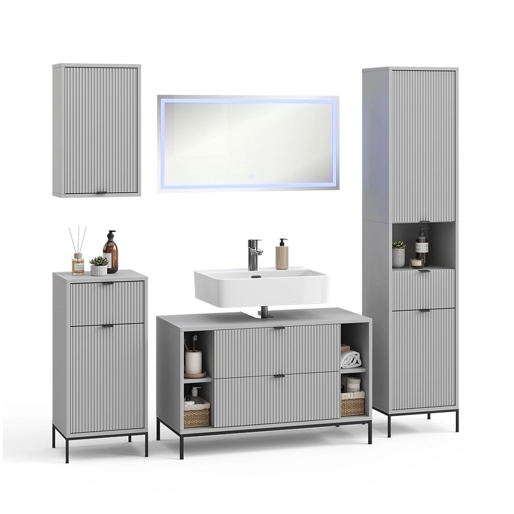 Vicco Set di mobili da bagno Grigio 5 parti