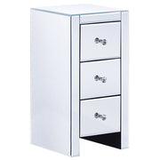 Cassettiera Comodino 3 Cassetti Vetro Specchiato Argento 60 x 30 x 30 cm Glam
