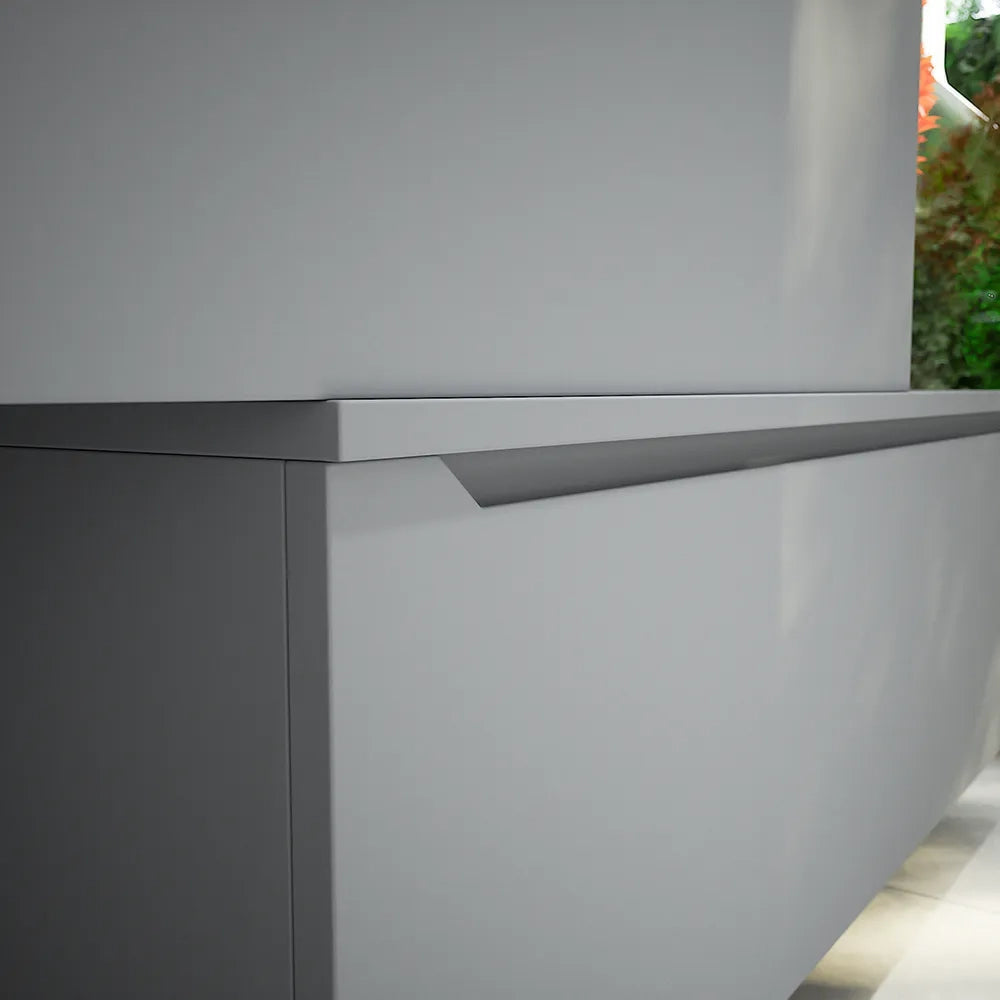 Mobile bagno sospeso modulare 90 cm grigio opaco due cassetti con lavabo | Bako