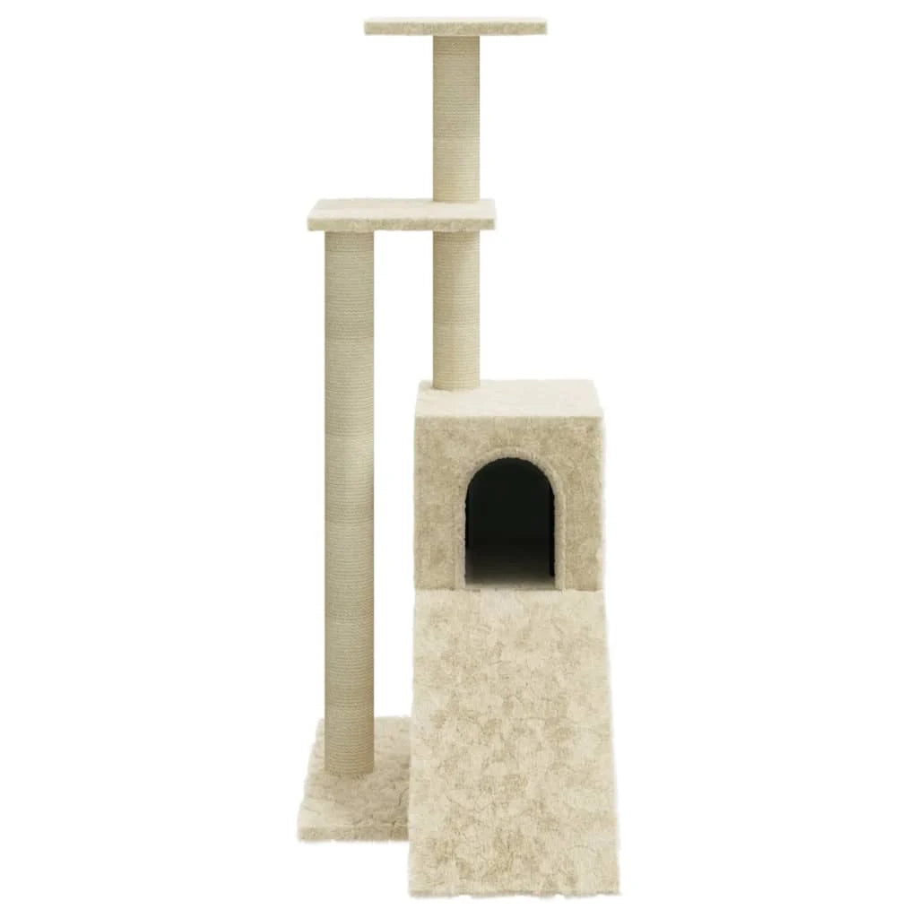 Tiragraffi per gatti torre per arrampicata giocattolo piattaforma per arrampicata con tiragraffi in sisal 92 cm crema 02_0022532