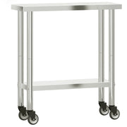 Tavolo da Lavoro Cucina con Ruote 82,5x30x85 cm in Acciaio Inox CFW9073894