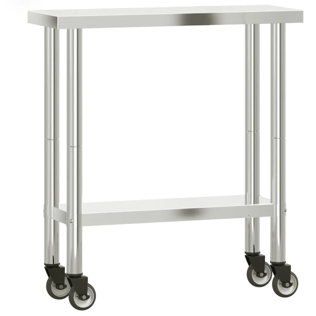 Tavolo da Lavoro Cucina con Ruote 82,5x30x85 cm in Acciaio Inox CFW9073894