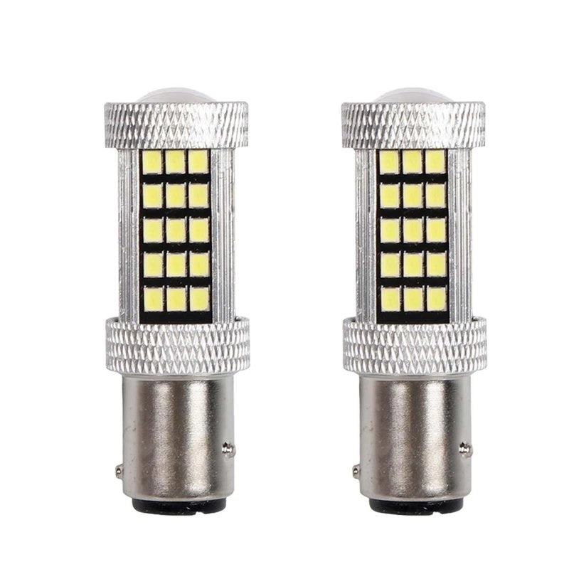 2 Pezzi Lampada LED BAZ15D S25 P21/5W 66 SMD 2835 12V 24V 300lm 4W/1.5W Doppio Filamento Bianco Piedi Sfalsati 55mm 360°