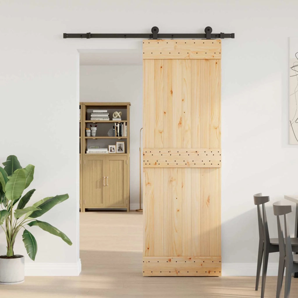 Porta scorrevole NARVIK Naturale e Nero 70 x 210 cm (152,5 cm)