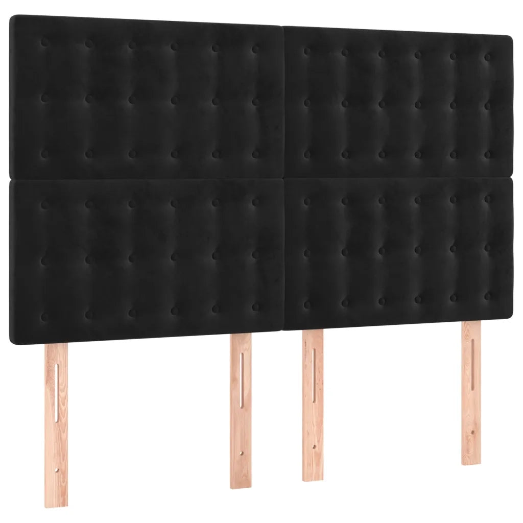 Letto a Molle con Materasso e LED Nero 140x190 cm in Velluto