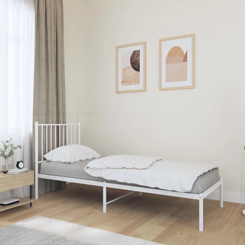 Giroletto con Testiera-Struttura Letto con testiera Metallo Bianco 80x200 cm 673113