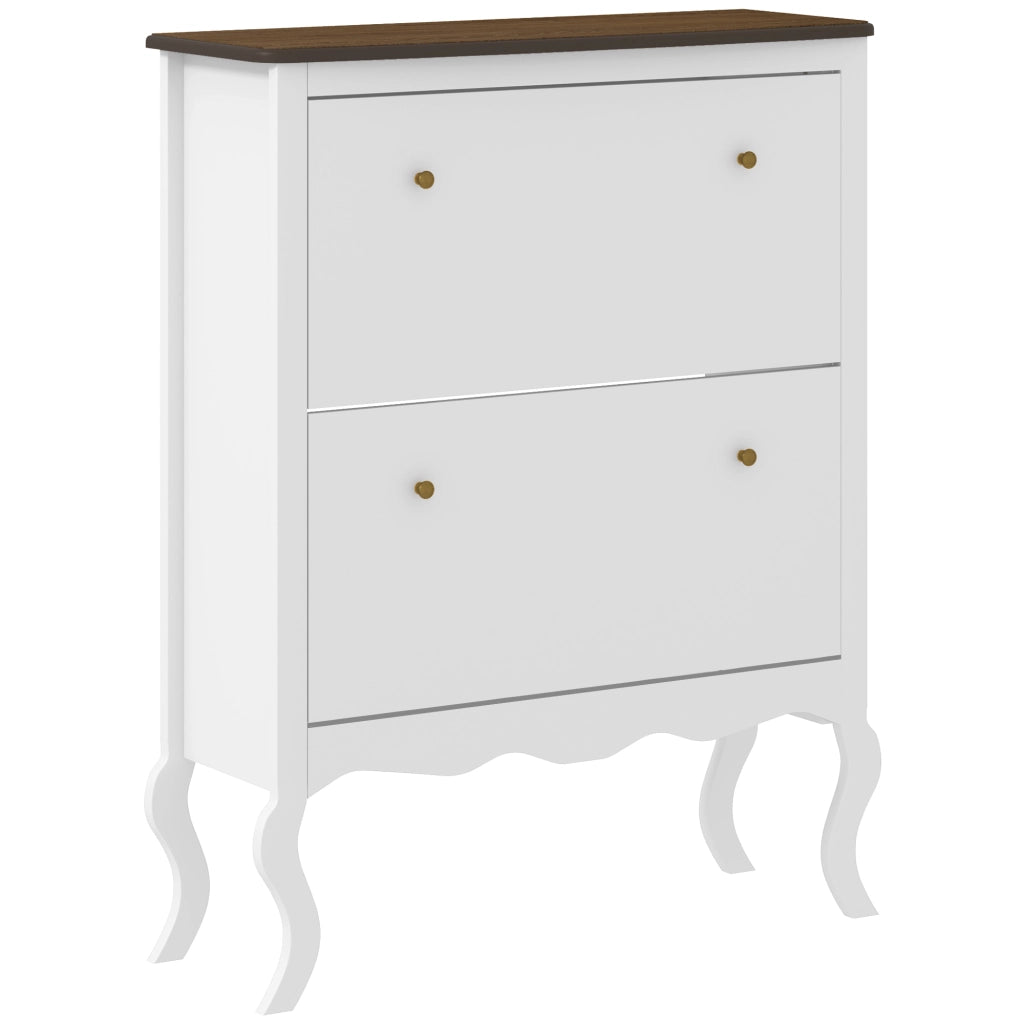 Mobiletto per Scarpe con 2 Ante e Ripiani Aggiustabili ¨C zephmum ¨C 84x29x109 cm Bianco