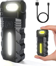 Zaklampi LED USB ricaricabili (lotto da 2), mini zaklampi con 5 modalità, 180° girevoli, magnetici con clip, impermeabili, piccole luci per campeggio e uso all'aperto.