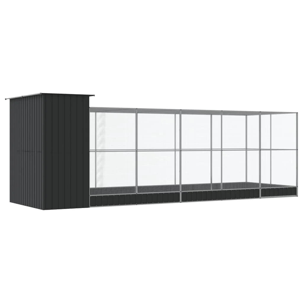 Voliera a gabbia con estensione in argento 623 x 203 x 216 cm acciaio argento 02_0045658