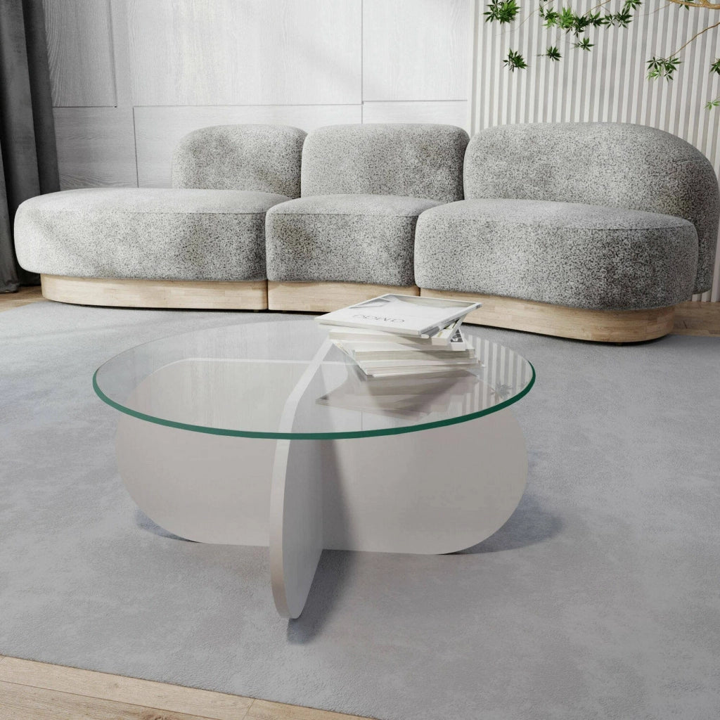 Nila, Tavolino da Salotto Forma Rotonda, 75x75x35h cm Bianco