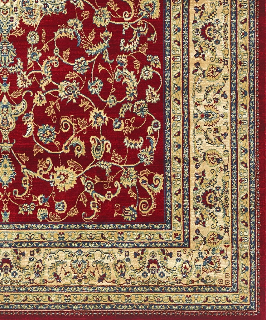 Tappeto KAZAKH 2154 rosso e beige cm.70x300 stile orientale persiano alta qualità con effetto lucente
