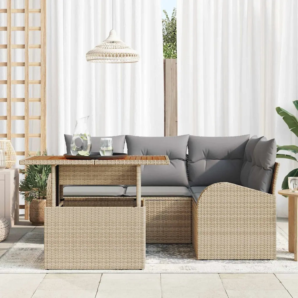 Set Divano da Giardino 5 pcs Beige Poly Rattan 3358317