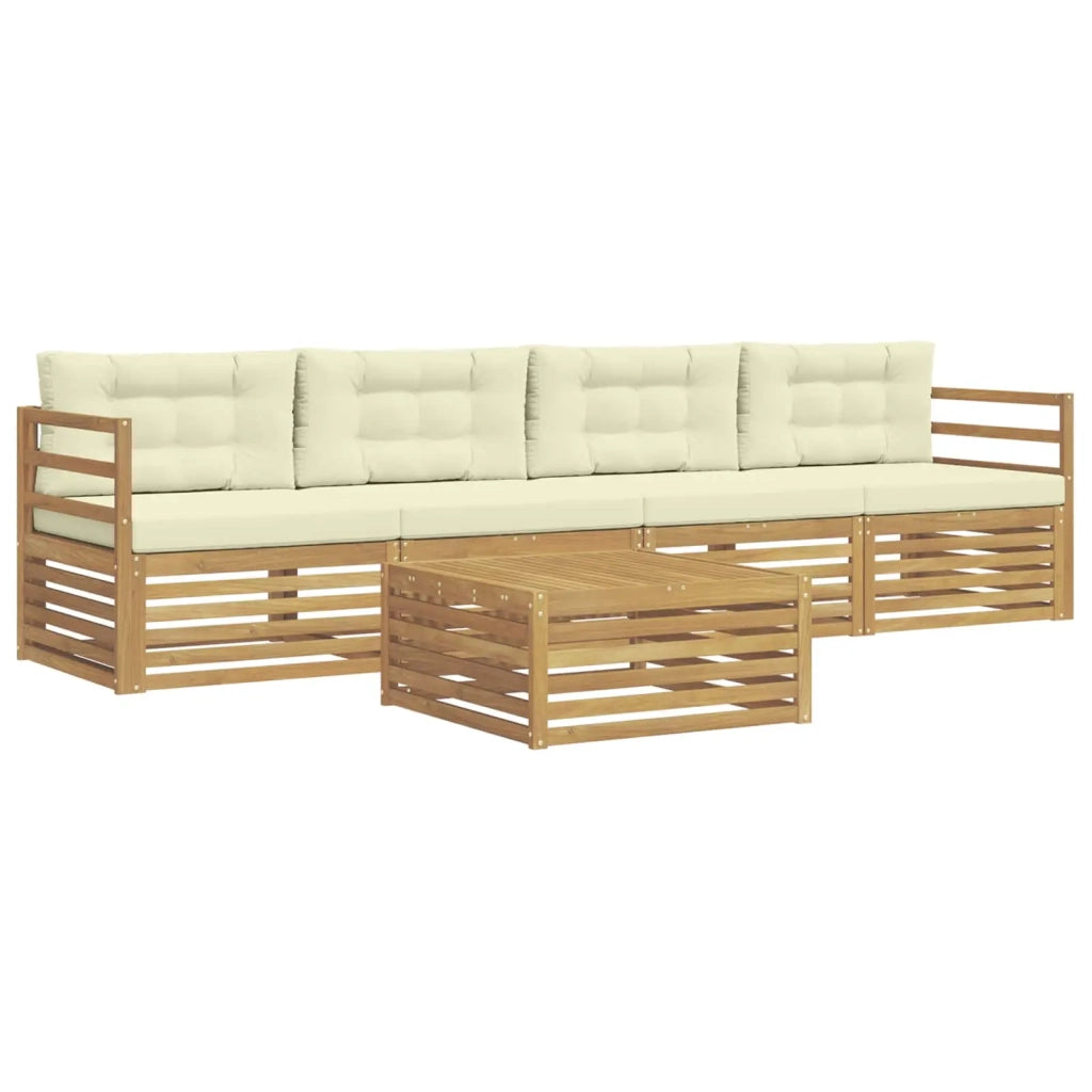 Set di divani da esterno con cuscino 5 pcs Bianco e Crema 3389985