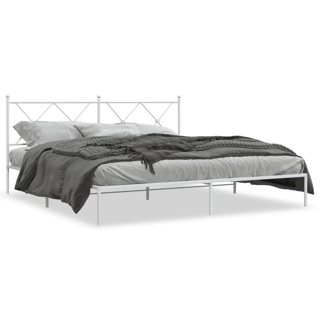 Giroletto con Testiera-Struttura Letto con testiera Metallo Bianco 180x200 cm 660018