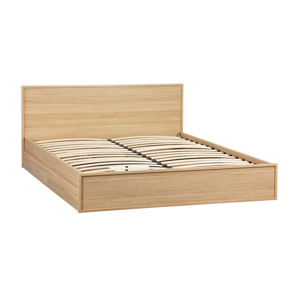 Letto con rete a doghe e testiera 160x200cm + 4 cassetti, marrone