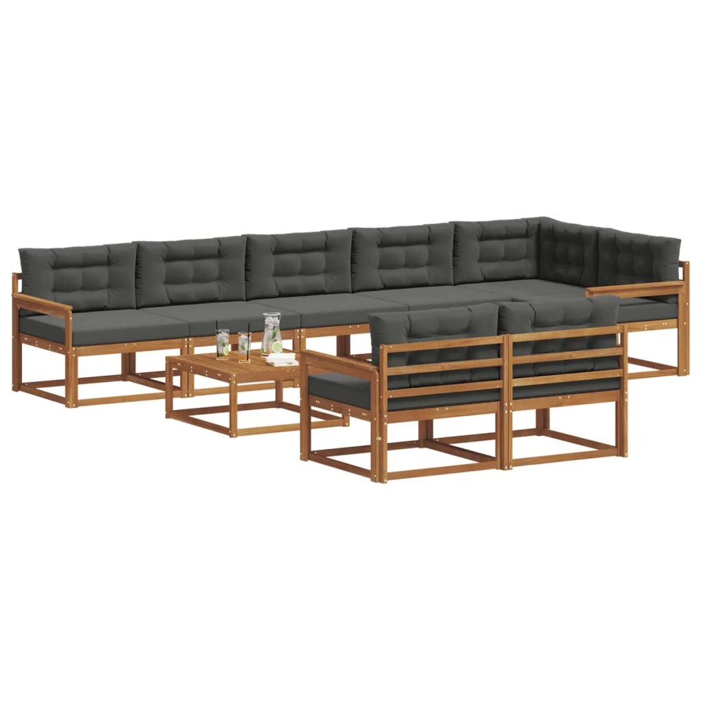 Set di divani da esterno con cuscino 9 pcs Naturale e Antracite