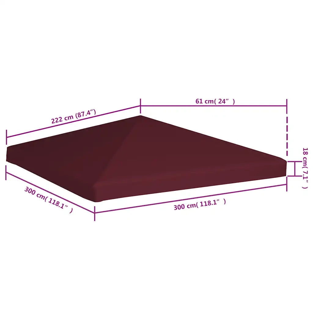 Copertura Superiore per Gazebo 310g/m² 3x3m Bordeaux 46620