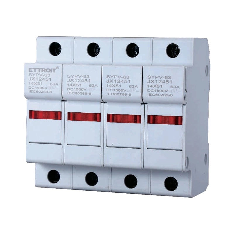 Portafusibile Modulare DC Fotovoltaico 4P 4M D14X51mm 63A DC 1000V IP20 IEC60269-6