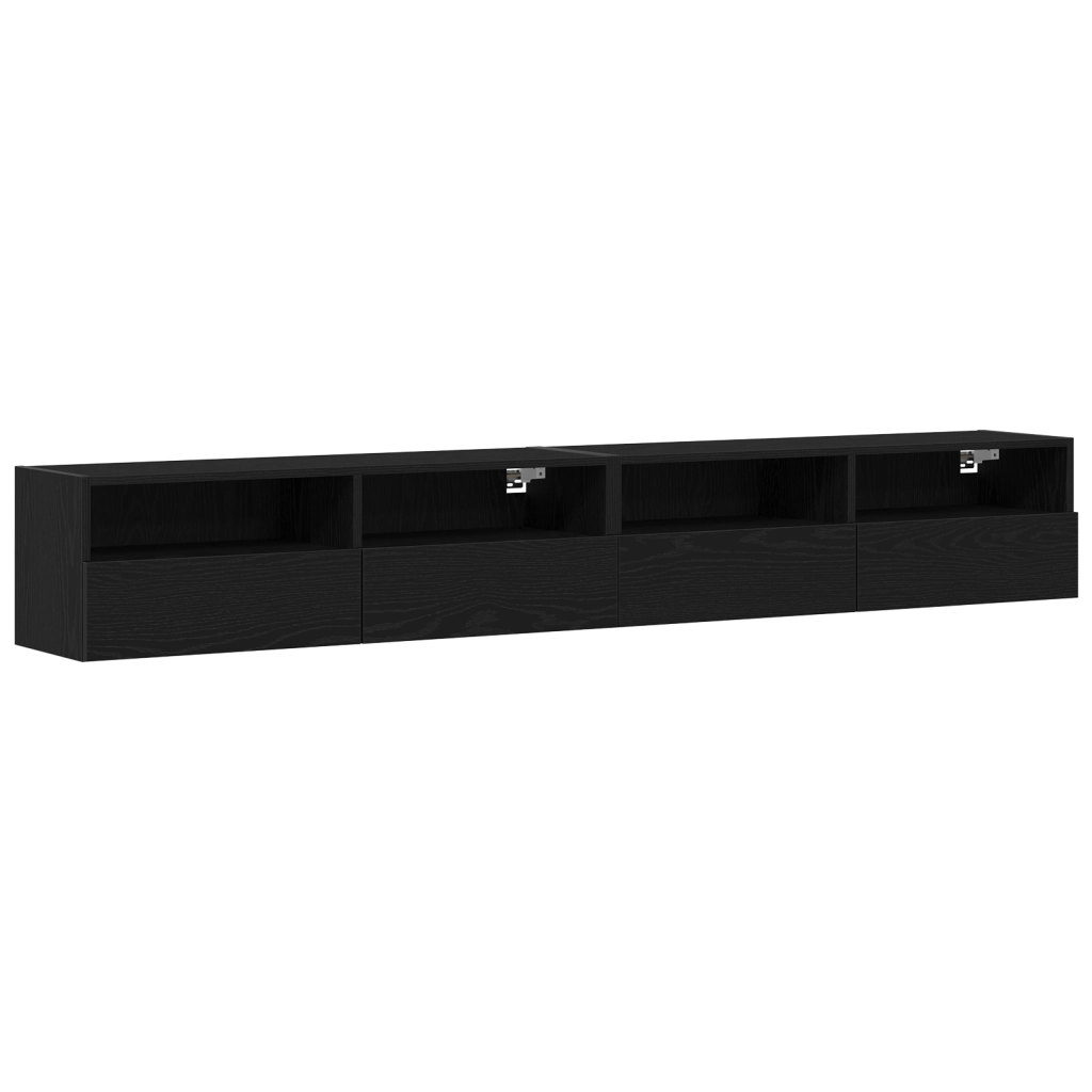 Armadi da Muro per TV 2 pz Nero Rovere 100x30x30 cm Legno Ingegnerizzato