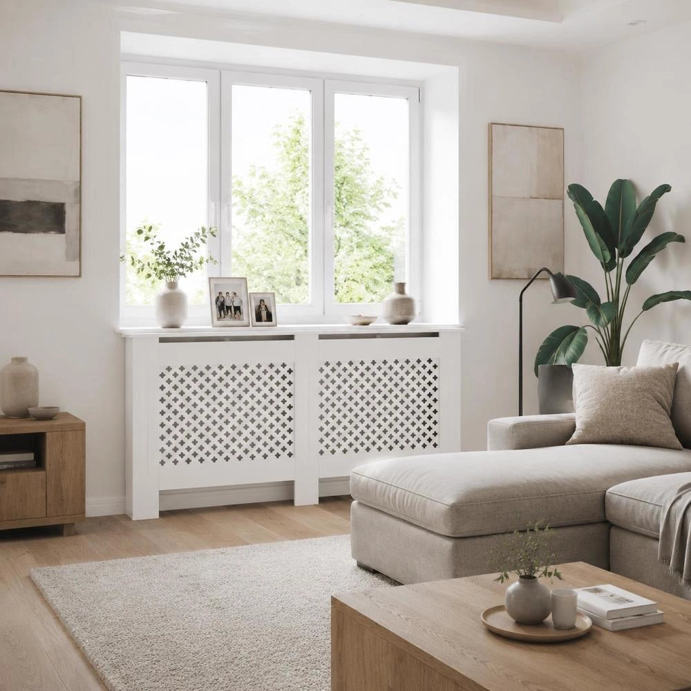 Radiator Cover, White, 152x19x81.5 Cm, MDF