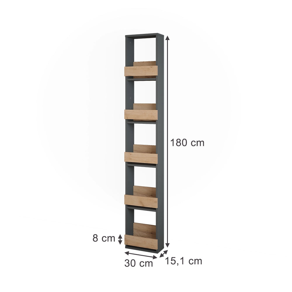 Vicco Portabicchieri da vino Quercia dorata/antracite 30 x 180 cm