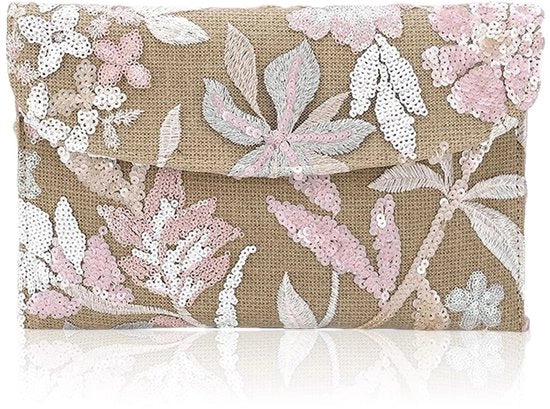 Borsa da sera per donna con decorazioni floreali in pailletten bordo con modello di festa per donna (rosa)