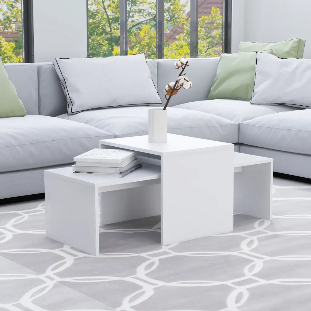 Tavolino da salotto | Tavolino da caff¨¨ | Tavolino da Soggiorno Bianco 100x48x40 cm in Legno Multistrato