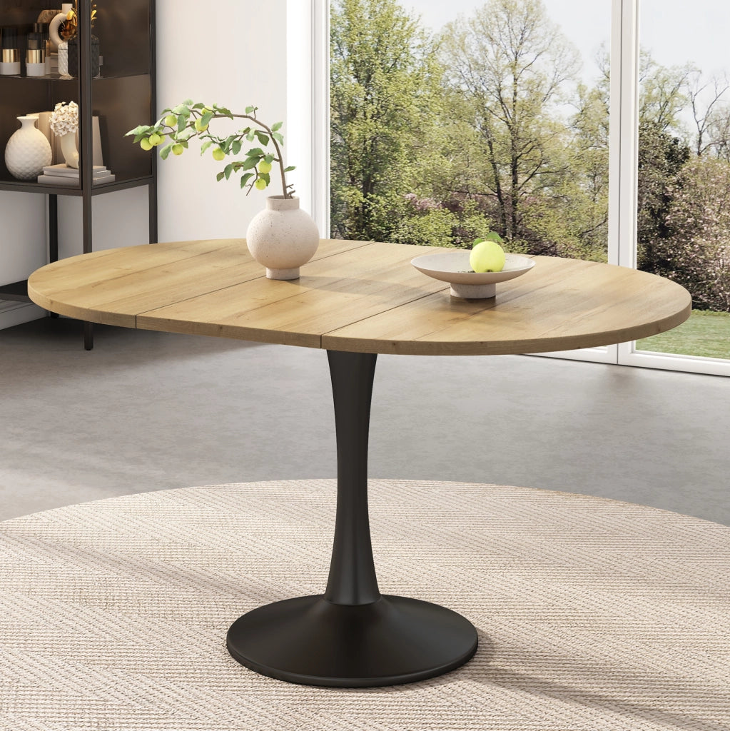 Tavolo da pranzo ovale allungabile 100/140x100x75 cm in MDF colore rovere