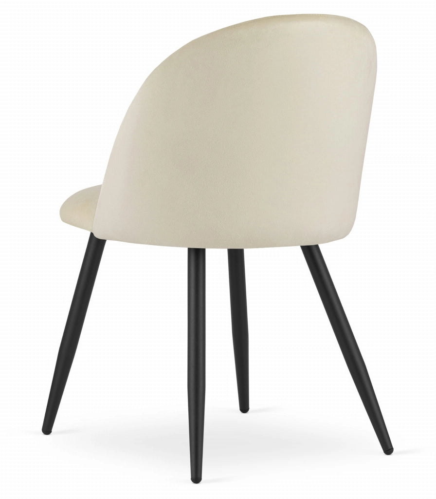 Sedia Valora Bello in velluto beige con gambe nere