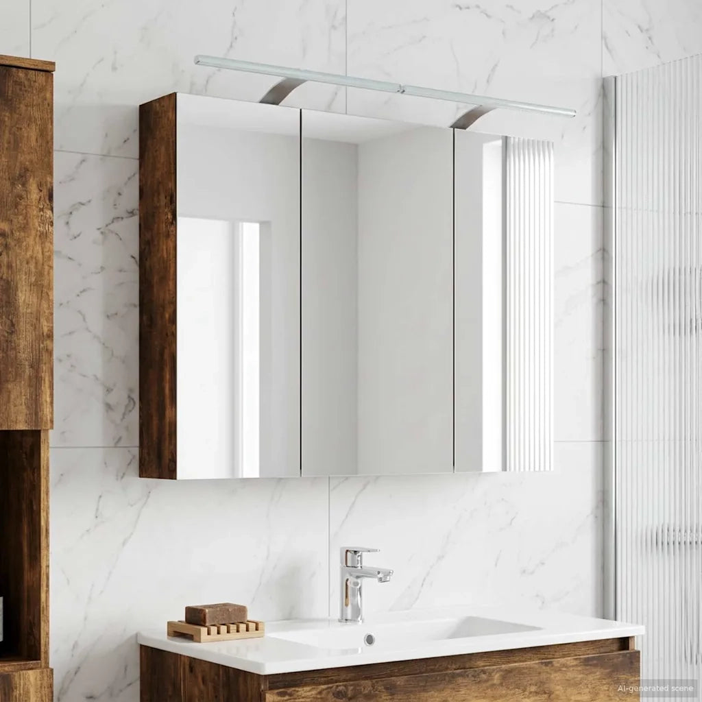 Mobiletto per specchio da bagno Rovere fumé 100 x 14,5 x 70 cm 889131