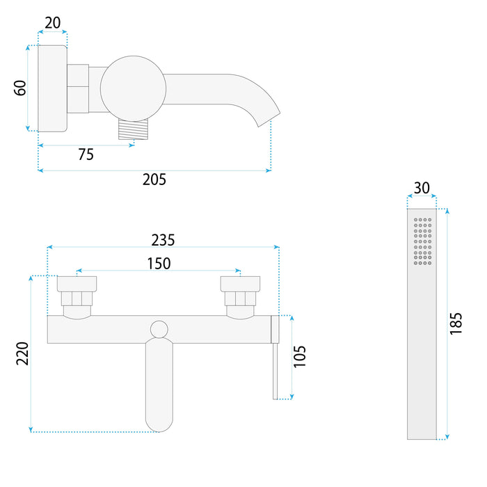 Rubinetto Da Vasca Rea Spot Nickel Brush