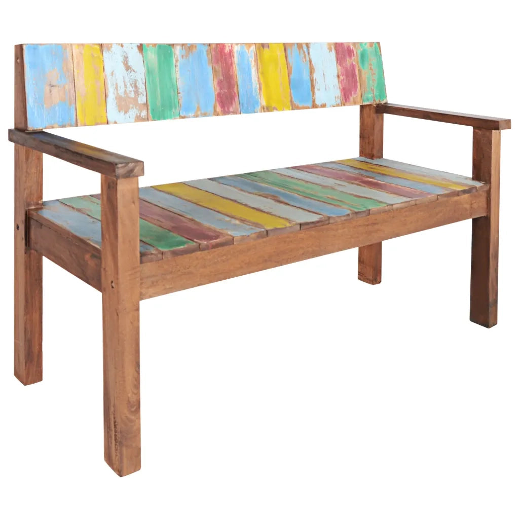 Panca-Sgabello 115 cm in Legno Massello di Recupero