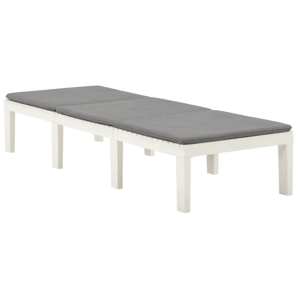 Lettino Prendisole | Sdraio da giardino | Lettino da sole con Cuscino Plastica Bianco