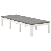 Lettino Prendisole | Sdraio da giardino | Lettino da sole con Cuscino Plastica Bianco