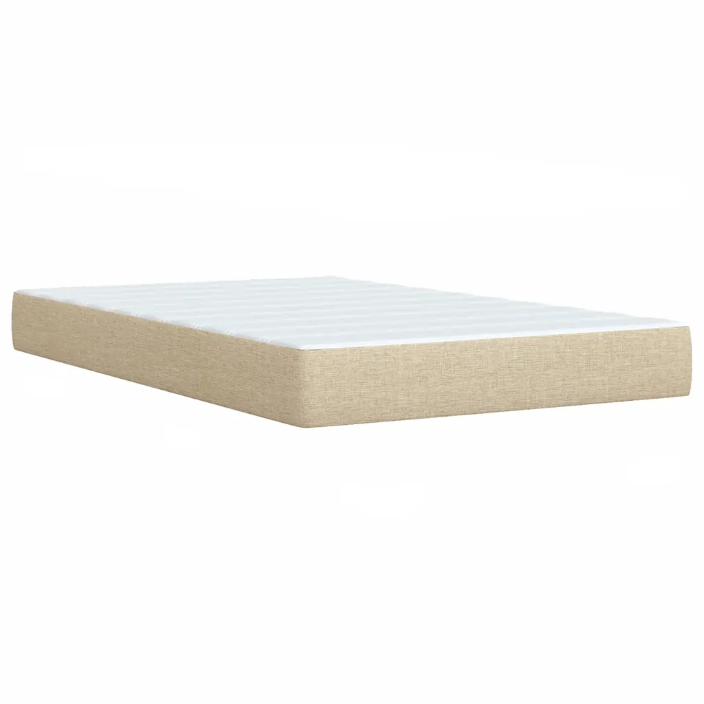 vidaXL Giroletto a Molle con Materasso Crema 120x200 cm in Tessuto