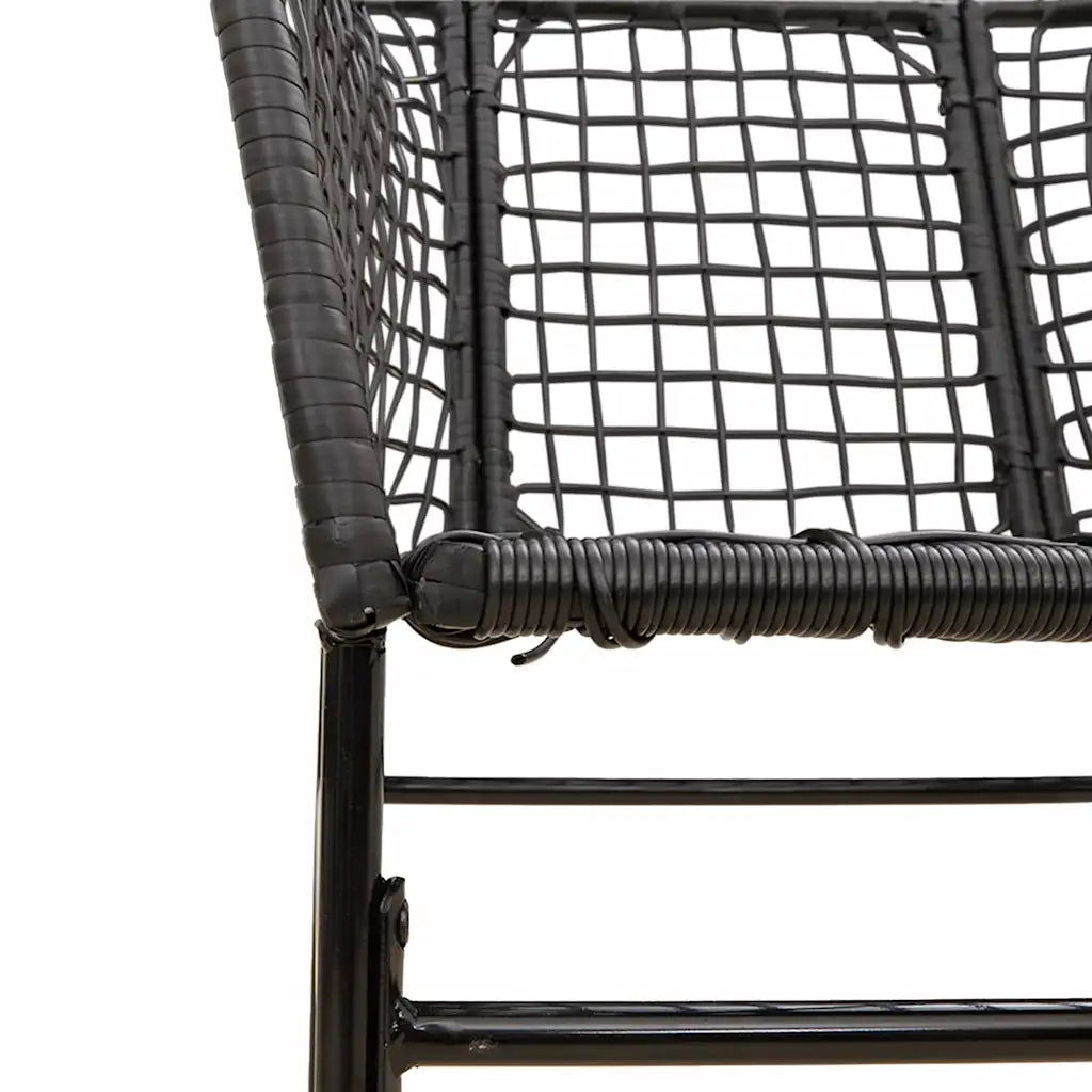 vidaXL Set Pranzo da Giardino 7 pz Nero Polyrattan Vetro