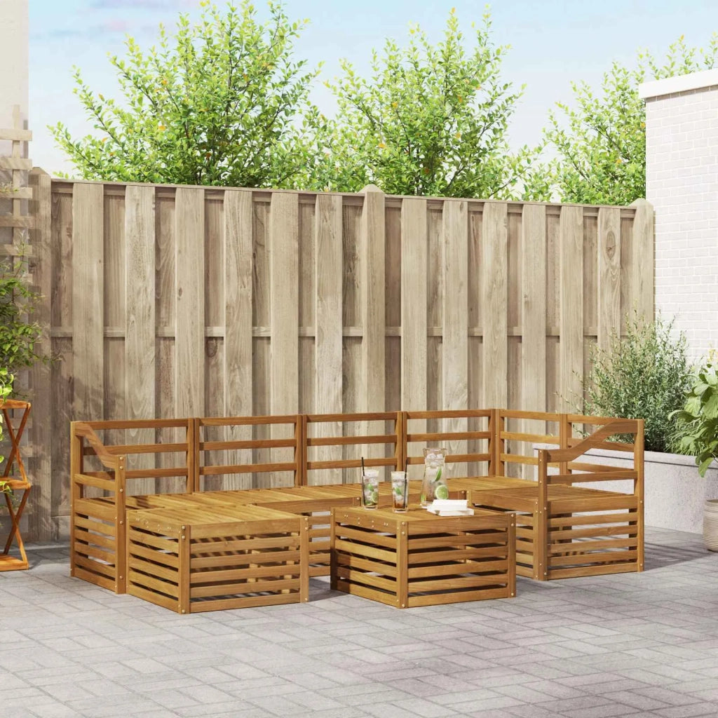 Set divano sezionale 7 pcs Naturale Legno di Acacia Massello