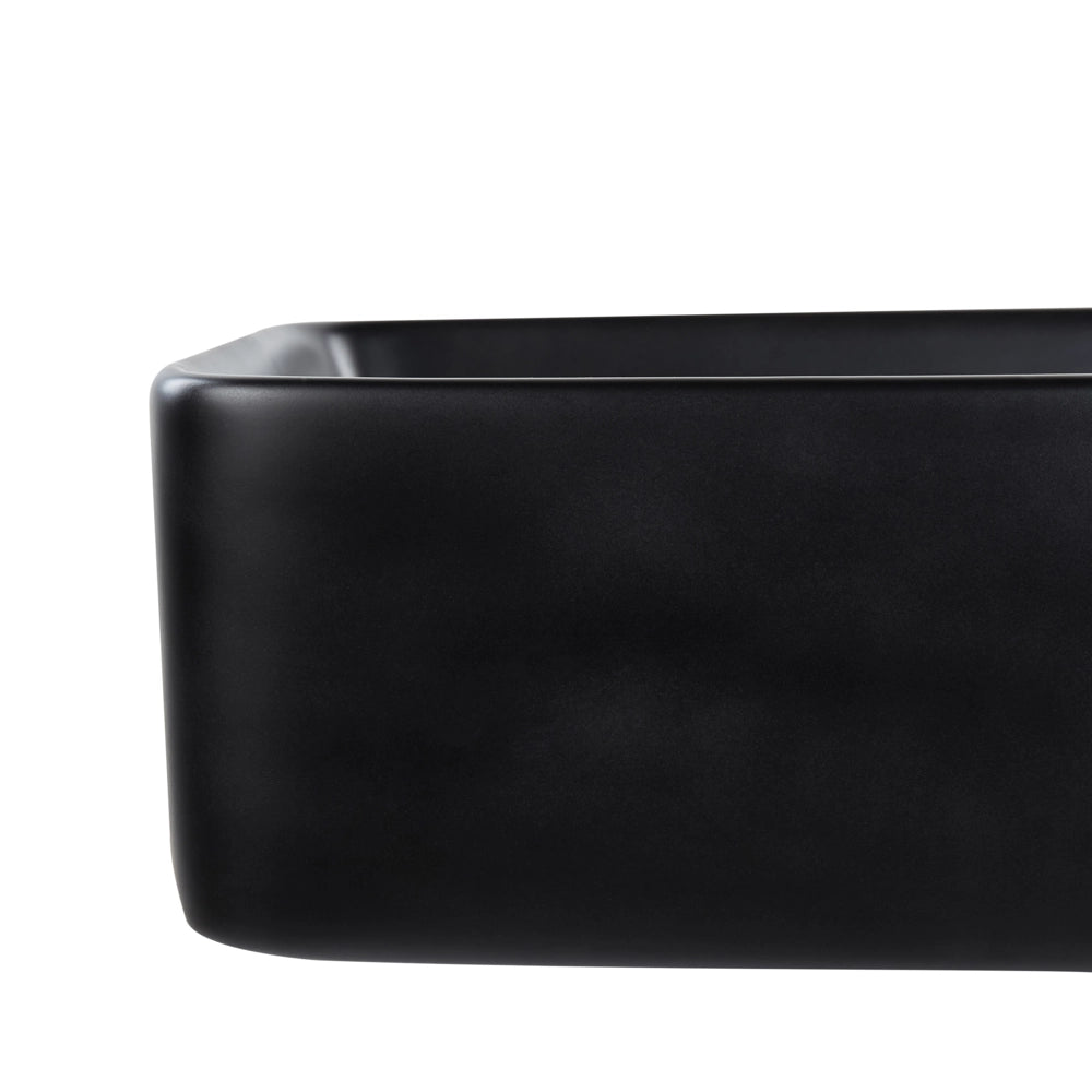 Lavabo da appoggio in ceramica nera lucida 490 x 380 mm Lavello da bagno rettangolare